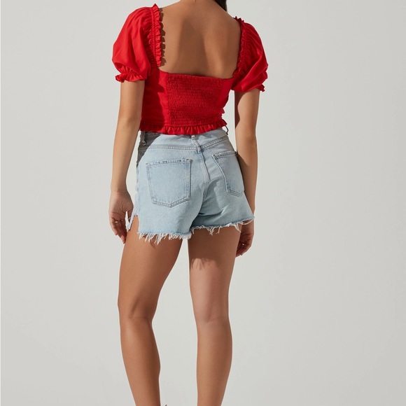 NWT ASTR Feronia Red Puff Sleeve Sweetheart Top - Picture 4 of 13